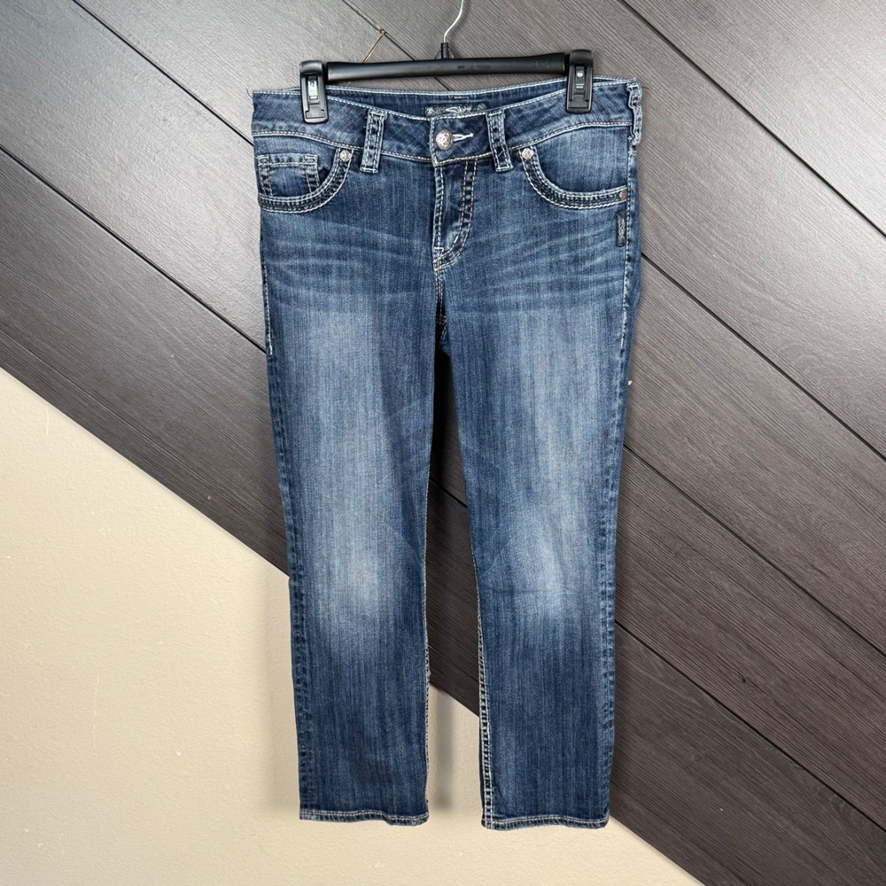 Silver Jeans Suki Capri Women's 10 Medium Wash Low Rise Cropped Denim Jeans